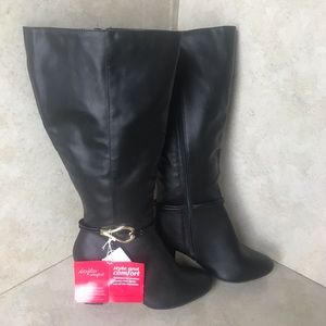 DexFlex wide calf black fashion boots
